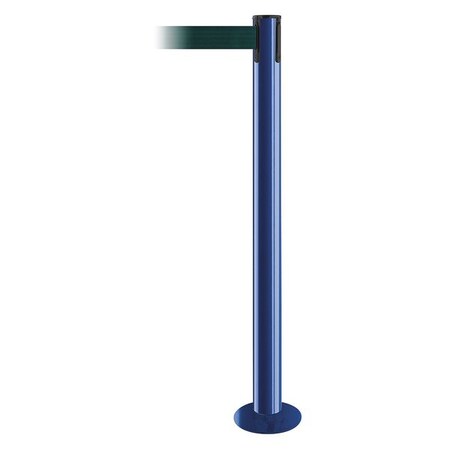 Barrier Post with Belt, Blue, 13 ft Length, 36 1/2 in Post Height, No Legend MPN:889F-23-23-MAX-NO-G6X-C