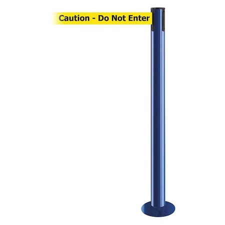 Barrier Post with Belt, Blue, 7 1/2 ft Length, 36 1/2 in Post Height, Caution Do Not Enter MPN:889F-23-23-STD-NO-YAX-C