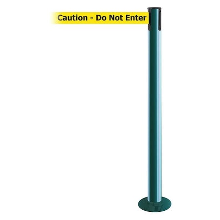 Barrier Post with Belt, Green, 13 ft Length, 36 1/2 in Post Height, Caution Do Not Enter MPN:889F-28-28-MAX-NO-YAX-C