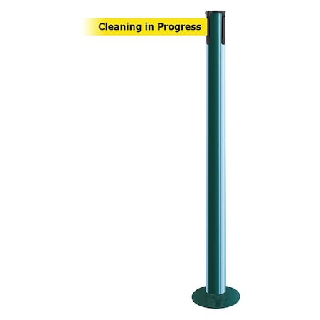 Barrier Post with Belt, Green, 13 ft Length, 36 1/2 in Post Height, Cleaning in Progress MPN:889F-28-28-MAX-NO-YCX-C