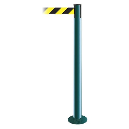 Barrier Post with Belt, Green, 7 1/2 ft Length, 36 1/2 in Post Height, No Legend MPN:889F-28-28-STD-NO-D4X-C