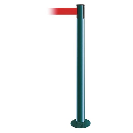 Barrier Post with Belt, Green, 7 1/2 ft Length, 36 1/2 in Post Height, No Legend MPN:889F-28-28-STD-NO-R5X-C