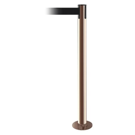 Barrier Post with Belt, 13 ft Length, 36 1/2 in Post Height, No Legend, Polished Brass MPN:889F-2P-2P-MAX-NO-B9X-C