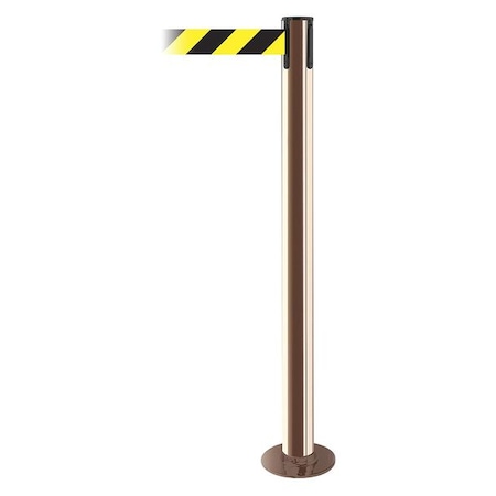 Barrier Post with Belt, 7 1/2 ft Length, 36 1/2 in Post Height, No Legend, Polished Brass MPN:889F-2P-2P-STD-NO-D4X-C