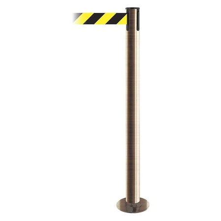 Barrier Post with Belt, 7 1/2 ft Length, 36 1/2 in Post Height, No Legend, Satin Brass MPN:889F-2S-2S-STD-NO-D4X-C