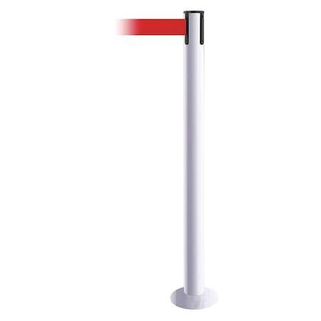 Barrier Post with Belt, White, 13 ft Length, 36 1/2 in Post Height, No Legend MPN:889F-32-32-MAX-NO-R5X-C