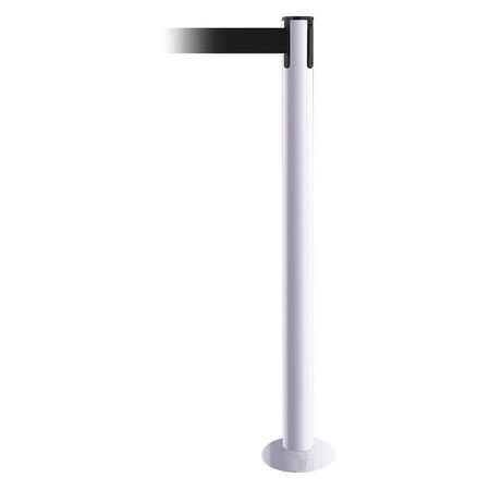 Barrier Post with Belt, White, 7 1/2 ft Length, 36 1/2 in Post Height, No Legend MPN:889F-32-32-STD-NO-B9X-C