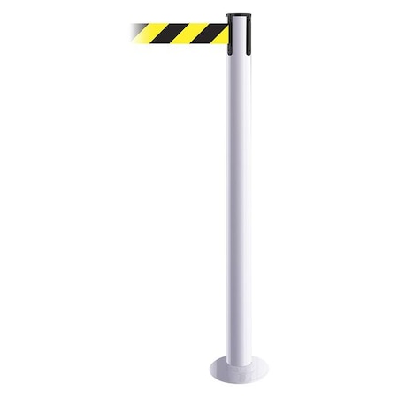 Barrier Post with Belt, White, 7 1/2 ft Length, 36 1/2 in Post Height, No Legend MPN:889F-32-32-STD-NO-D4X-C