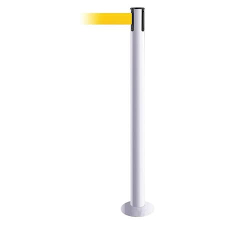 Barrier Post with Belt, White, 7 1/2 ft Length, 36 1/2 in Post Height, No Legend MPN:889F-32-32-STD-NO-Y5X-C