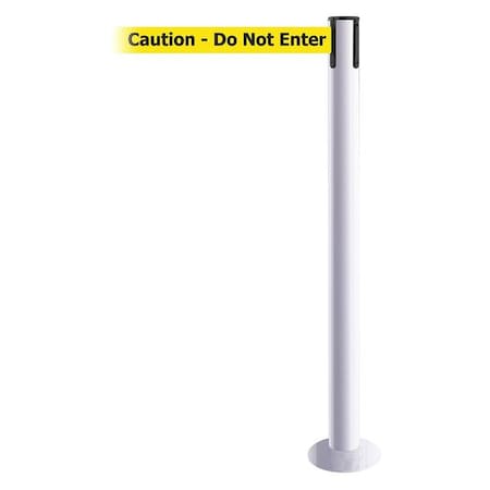 Barrier Post with Belt, White, 7 1/2 ft Length, 36 1/2 in Post Height, Caution Do Not Enter MPN:889F-32-32-STD-NO-YAX-C