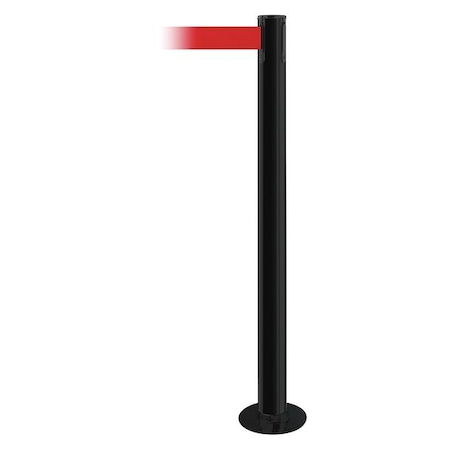 Barrier Post with Belt, Black, 13 ft Length, 36 1/2 in Post Height, No Legend MPN:889F-33-33-MAX-NO-R5X-C