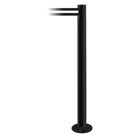 Barrier Post with Belt, Black, 13 ft Length, 36 1/2 in Post Height, No Legend MPN:889F-33-33-MAX-NO-S3X-C