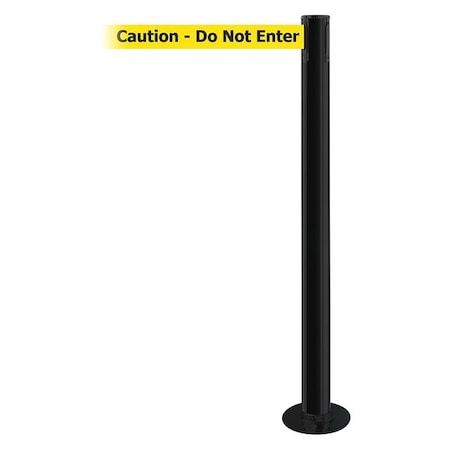 Barrier Post with Belt, Black, 13 ft Length, 36 1/2 in Post Height, Caution Do Not Enter MPN:889F-33-33-MAX-NO-YAX-C