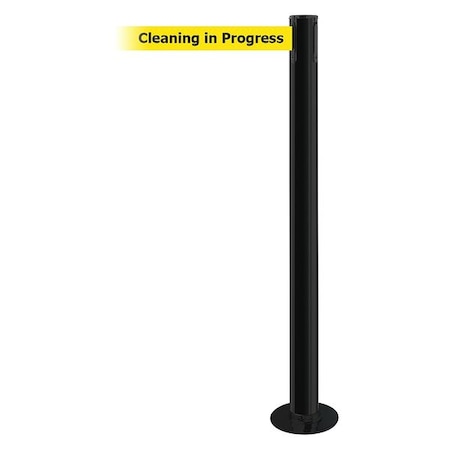 Barrier Post with Belt, Black, 13 ft Length, 36 1/2 in Post Height, Cleaning in Progress MPN:889F-33-33-MAX-NO-YCX-C
