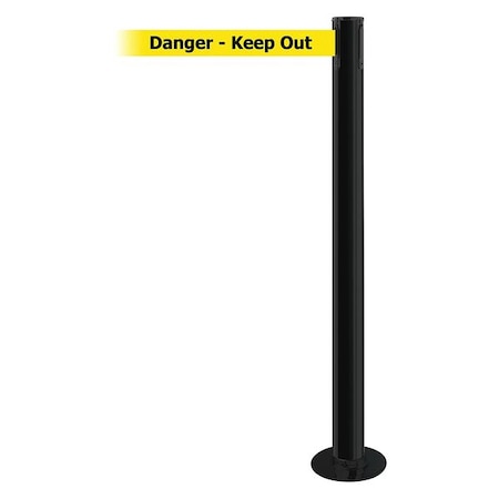 Barrier Post with Belt, Black, 7 1/2 ft Length, 36 1/2 in Post Height, Danger Keep Out MPN:889F-33-33-STD-NO-YDX-C