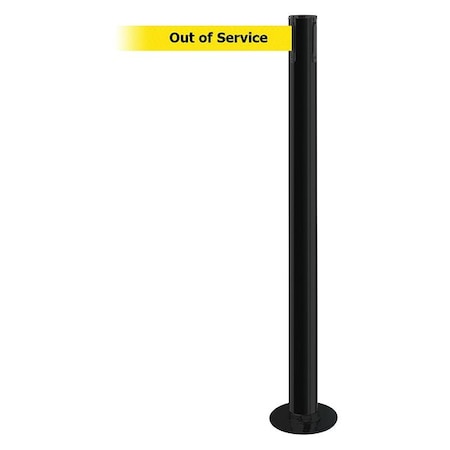 Barrier Post with Belt, Black, 7 1/2 ft Length, 36 1/2 in Post Height, Out of Service MPN:889F-33-33-STD-NO-YEX-C