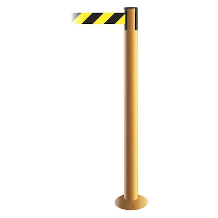 Barrier Post with Belt, Yellow, 7 1/2 ft Length, 36 1/2 in Post Height, No Legend MPN:889F-35-35-STD-NO-D4X-C