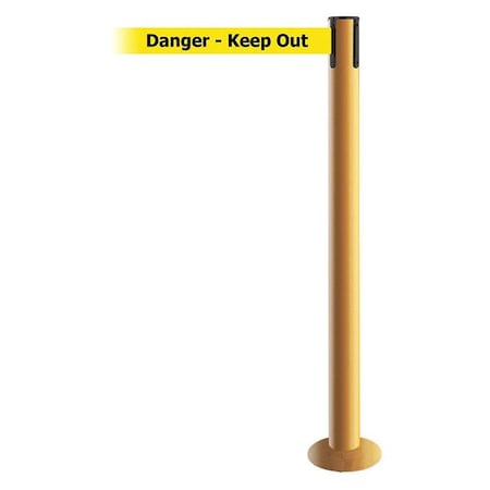 Barrier Post with Belt, Yellow, 7 1/2 ft Length, 36 1/2 in Post Height, Danger Keep Out MPN:889F-35-35-STD-NO-YDX-C