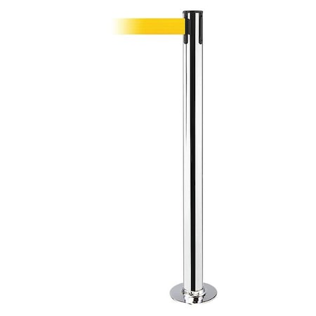 Barrier Post with Belt, 13 ft Length, 36 1/2 in Post Height, No Legend, Polished Stainless Steel MPN:889F-3P-3P-MAX-NO-Y5X-C