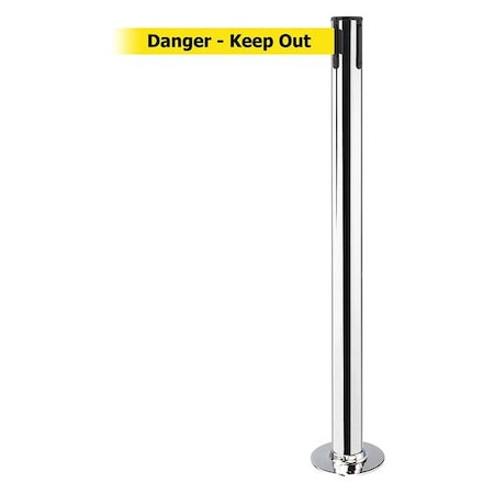 Barrier Post with Belt, 13 ft Length, 36 1/2 in Post Height, Danger Keep Out MPN:889F-3P-3P-MAX-NO-YDX-C