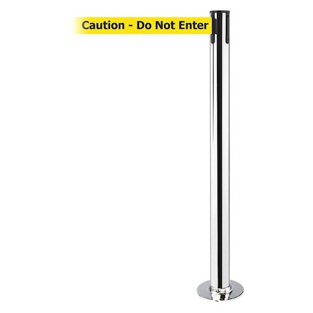 Barrier Post with Belt, 7 1/2 ft Length, 36 1/2 in Post Height, Caution Do Not Enter MPN:889F-3P-3P-STD-NO-YAX-C