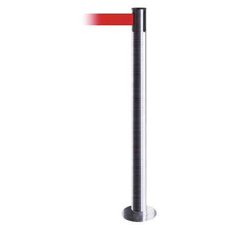 Barrier Post with Belt, 13 ft Length, 36 1/2 in Post Height, No Legend, Satin Stainless Steel MPN:889F-3S-3S-MAX-NO-R5X-C