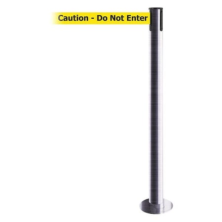 Barrier Post with Belt, 7 1/2 ft Length, 36 1/2 in Post Height, Caution Do Not Enter MPN:889F-3S-3S-STD-NO-YAX-C