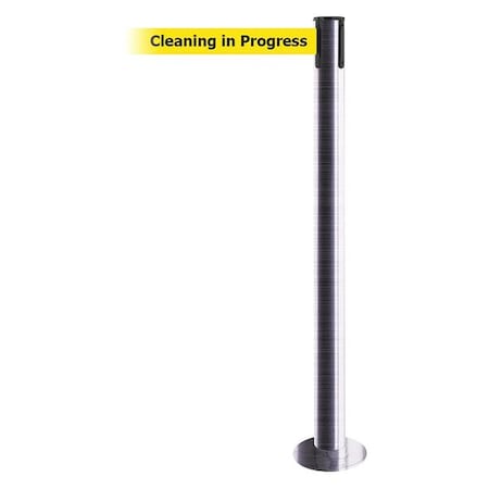Barrier Post with Belt, 7 1/2 ft Length, 36 1/2 in Post Height, Cleaning in Progress MPN:889F-3S-3S-STD-NO-YCX-C