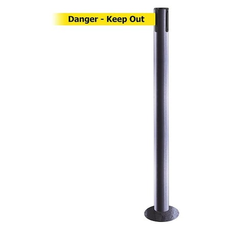 Barrier Post with Belt, Hammertone Gray, 13 ft Length, 36 1/2 in Post Height, Danger Keep Out MPN:889F-73-73-MAX-NO-YDX-C