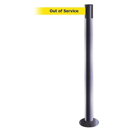 Barrier Post with Belt, Hammertone Gray, 7 1/2 ft Length, 36 1/2 in Post Height, Out of Service MPN:889F-73-73-STD-NO-YEX-C