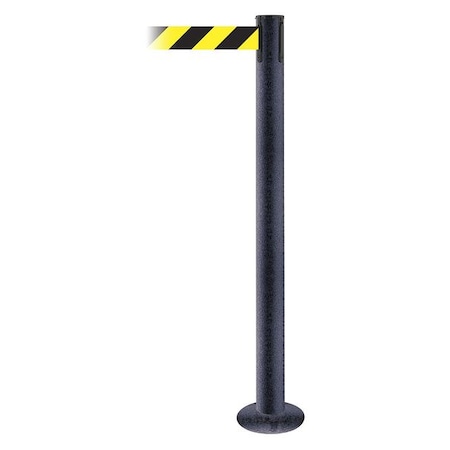 Barrier Post with Belt, Black Wrinkle, 13 ft Length, 36 1/2 in Post Height, No Legend MPN:889F-89-89-MAX-NO-D4X-C
