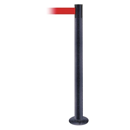 Barrier Post with Belt, Black Wrinkle, 13 ft Length, 36 1/2 in Post Height, No Legend MPN:889F-89-89-MAX-NO-R5X-C