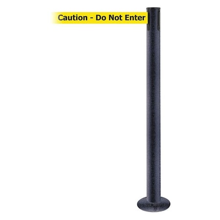 Barrier Post with Belt, Black Wrinkle, 13 ft Length, 36 1/2 in Post Height, Caution Do Not Enter MPN:889F-89-89-MAX-NO-YAX-C