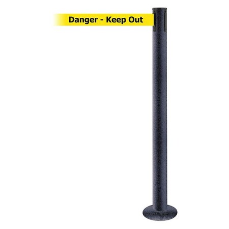Barrier Post with Belt, Black Wrinkle, 13 ft Length, 36 1/2 in Post Height, Danger Keep Out MPN:889F-89-89-MAX-NO-YDX-C