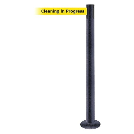 Barrier Post with Belt, Black Wrinkle, 7 1/2 ft Length, 36 1/2 in Post Height, Cleaning in Progress MPN:889F-89-89-STD-NO-YCX-C