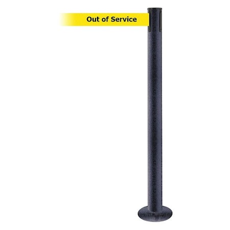 Barrier Post with Belt, Black Wrinkle, 7 1/2 ft Length, 36 1/2 in Post Height, Out of Service MPN:889F-89-89-STD-NO-YEX-C