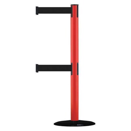 Barrier Post with Belt, 7 1/2 ft Length, 38 in Post Height, No Legend MPN:889T2B-33-21-STD-NO-B9X-C