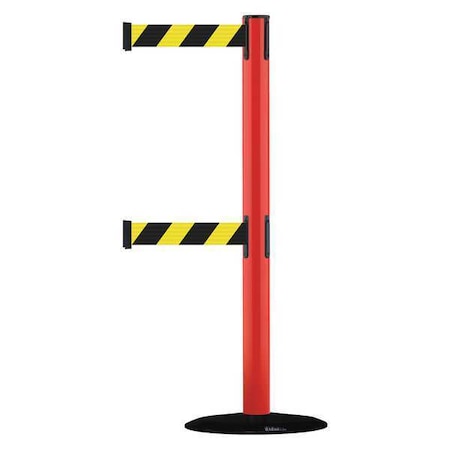 Barrier Post with Belt, 7 1/2 ft Length, 38 in Post Height, No Legend MPN:889T2B-33-21-STD-NO-D4X-C