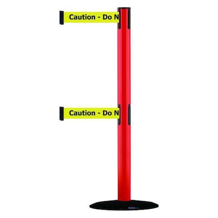 Barrier Post with Belt, 7 1/2 ft Length, 38 in Post Height, Caution Do Not Enter MPN:889T2B-33-21-STD-NO-YAX-C