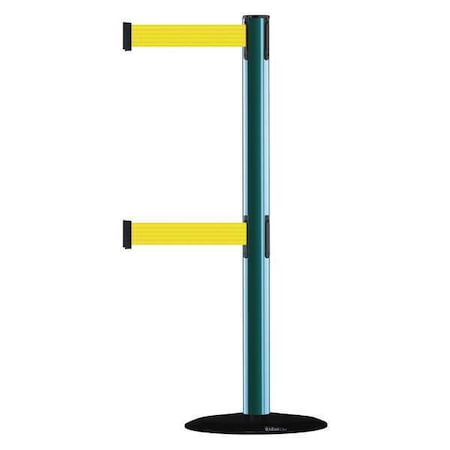 Barrier Post with Belt, 7 1/2 ft Length, 38 in Post Height, No Legend MPN:889T2B-33-28-STD-NO-Y5X-C