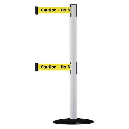 Barrier Post with Belt, 7 1/2 ft Length, 38 in Post Height, Caution Do Not Enter MPN:889T2B-33-32-STD-NO-YAX-C