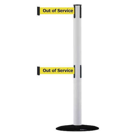 Barrier Post with Belt, 7 1/2 ft Length, 38 in Post Height, Out of Service MPN:889T2B-33-32-STD-NO-YEX-C