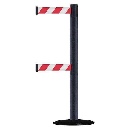 Barrier Post with Belt, Red/White Diagonal, 7 1/2 ft Length, 38 in Post Height, No Legend MPN:889T2B-33-89-STD-NO-D3X-C