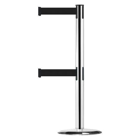 Barrier Post with Belt, 7 1/2 ft Length, 38 in Post Height, No Legend MPN:889T2U-1P-1P-STD-NO-B9X-C