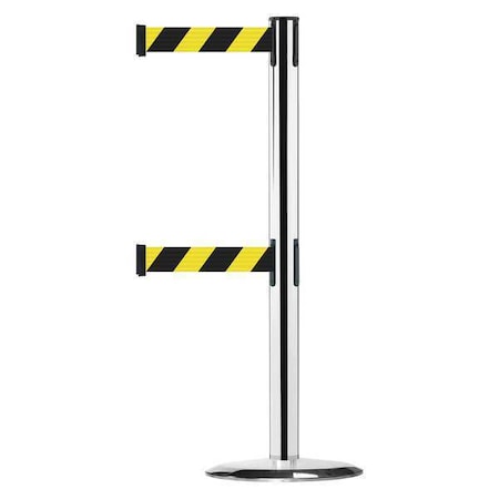 Barrier Post with Belt, 7 1/2 ft Length, 38 in Post Height, No Legend MPN:889T2U-1P-1P-STD-NO-D4X-C