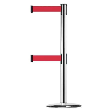 Barrier Post with Belt, 7 1/2 ft Length, 38 in Post Height, No Legend MPN:889T2U-1P-1P-STD-NO-R5X-C