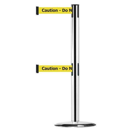Barrier Post with Belt, 7 1/2 ft Length, 38 in Post Height, Caution Do Not Enter MPN:889T2U-1P-1P-STD-NO-YAX-C