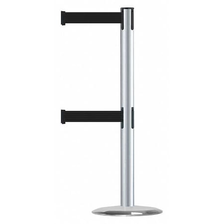 Barrier Post with Belt, 7 1/2 ft Length, 38 in Post Height, No Legend MPN:889T2U-1S-1S-STD-NO-B9X-C