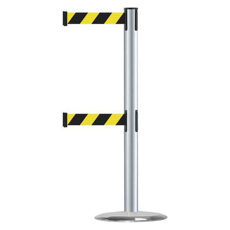 Barrier Post with Belt, 7 1/2 ft Length, 38 in Post Height, No Legend MPN:889T2U-1S-1S-STD-NO-D4X-C