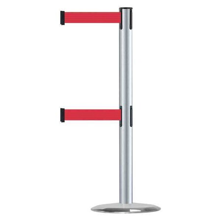 Barrier Post with Belt, 7 1/2 ft Length, 38 in Post Height, No Legend MPN:889T2U-1S-1S-STD-NO-R5X-C